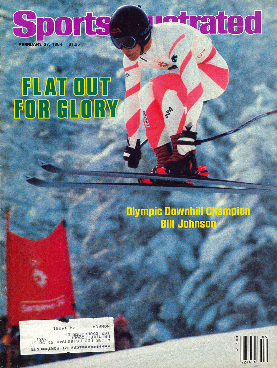 Front Cover of Sports Illustrated Magazine with Bill Johnson Skiing over a jump.