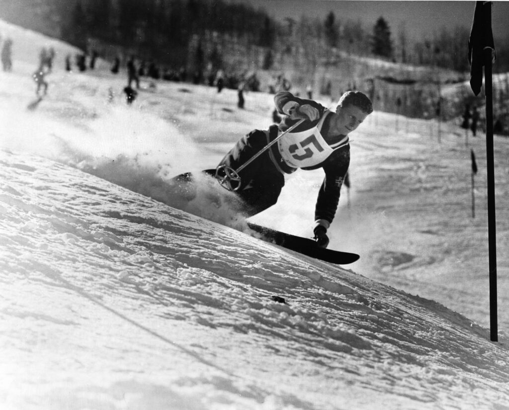 Aspen Mountain hosts the FIS World Alpine Championships, the first sanctioned international alpine competition held outside of Europe